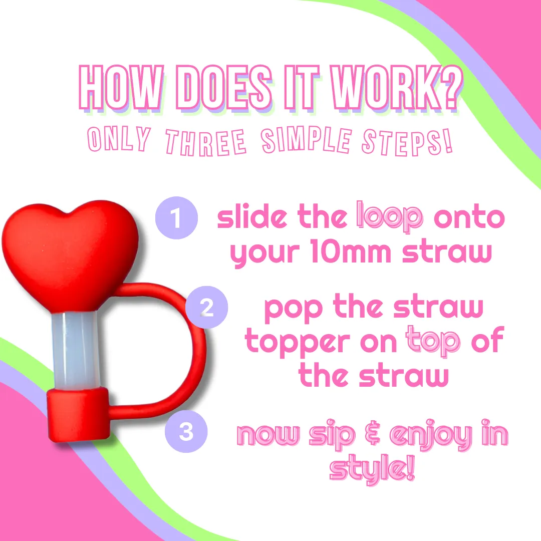 Red Heart Straw Topper