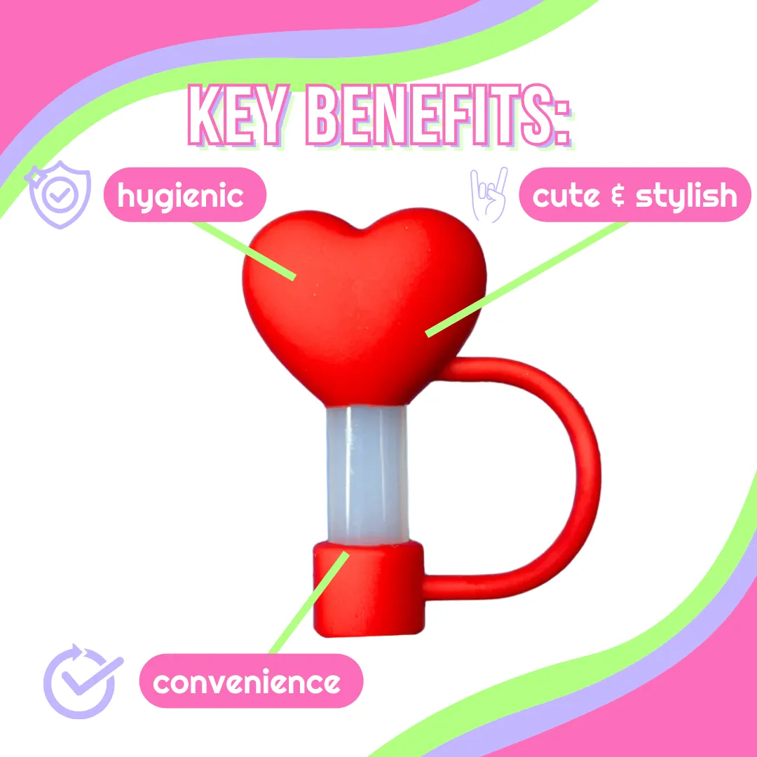 Red Heart Straw Topper