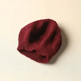 Red - Kumaun Hand Knitted Woolen Beret Cap 54