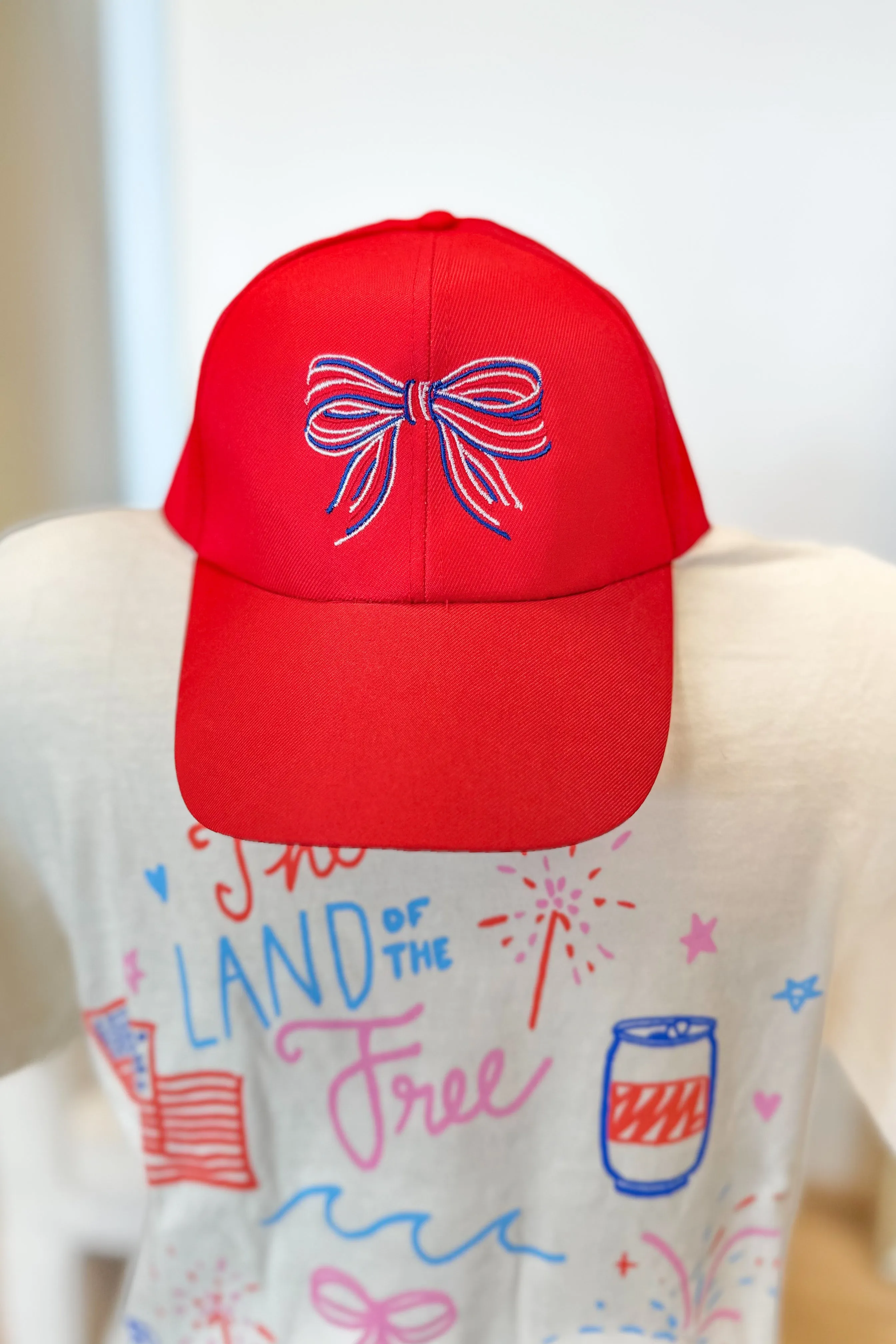 Red White & Bow Hat Red