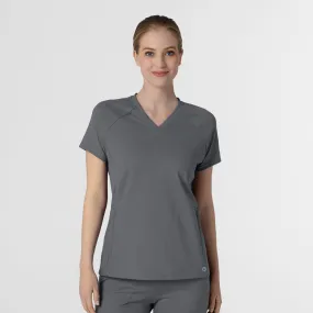 RENEW Knit Women's Flex-n-Reach V-Neck Raglan Scrub Top - Pewter