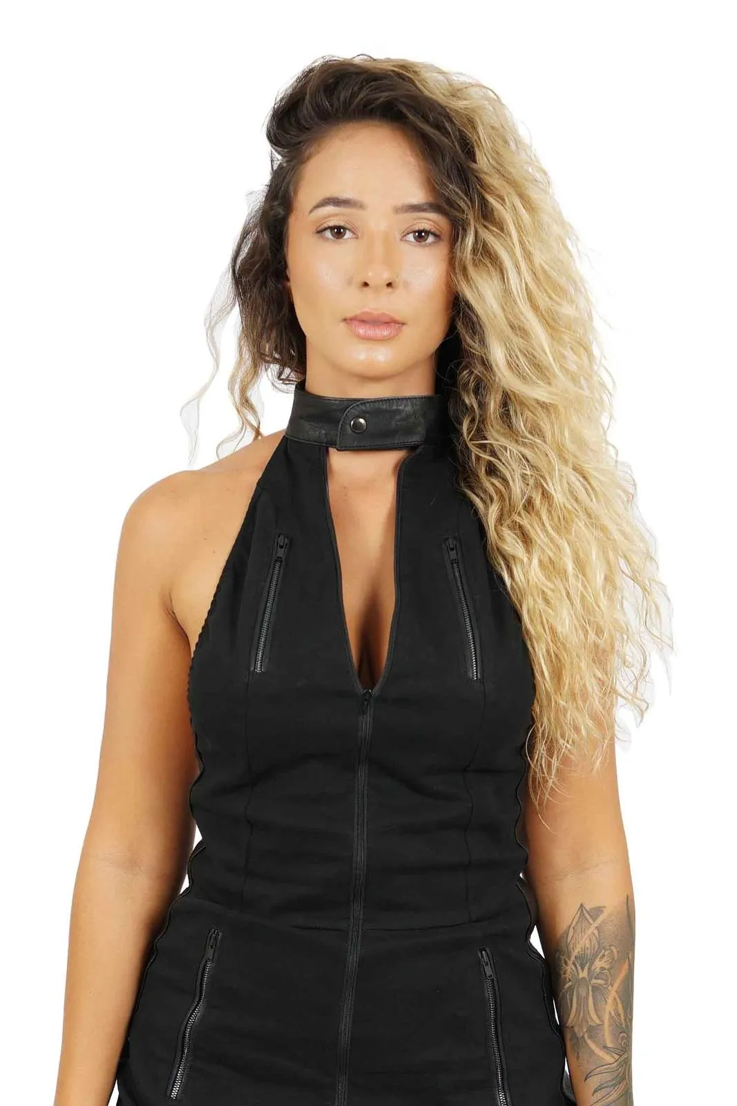 Rogue Black Halter Jumpsuit With Zip Front