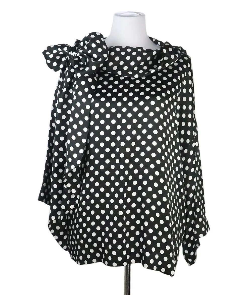 Saint Laurent B&W Polka Dot Blouse sz 2