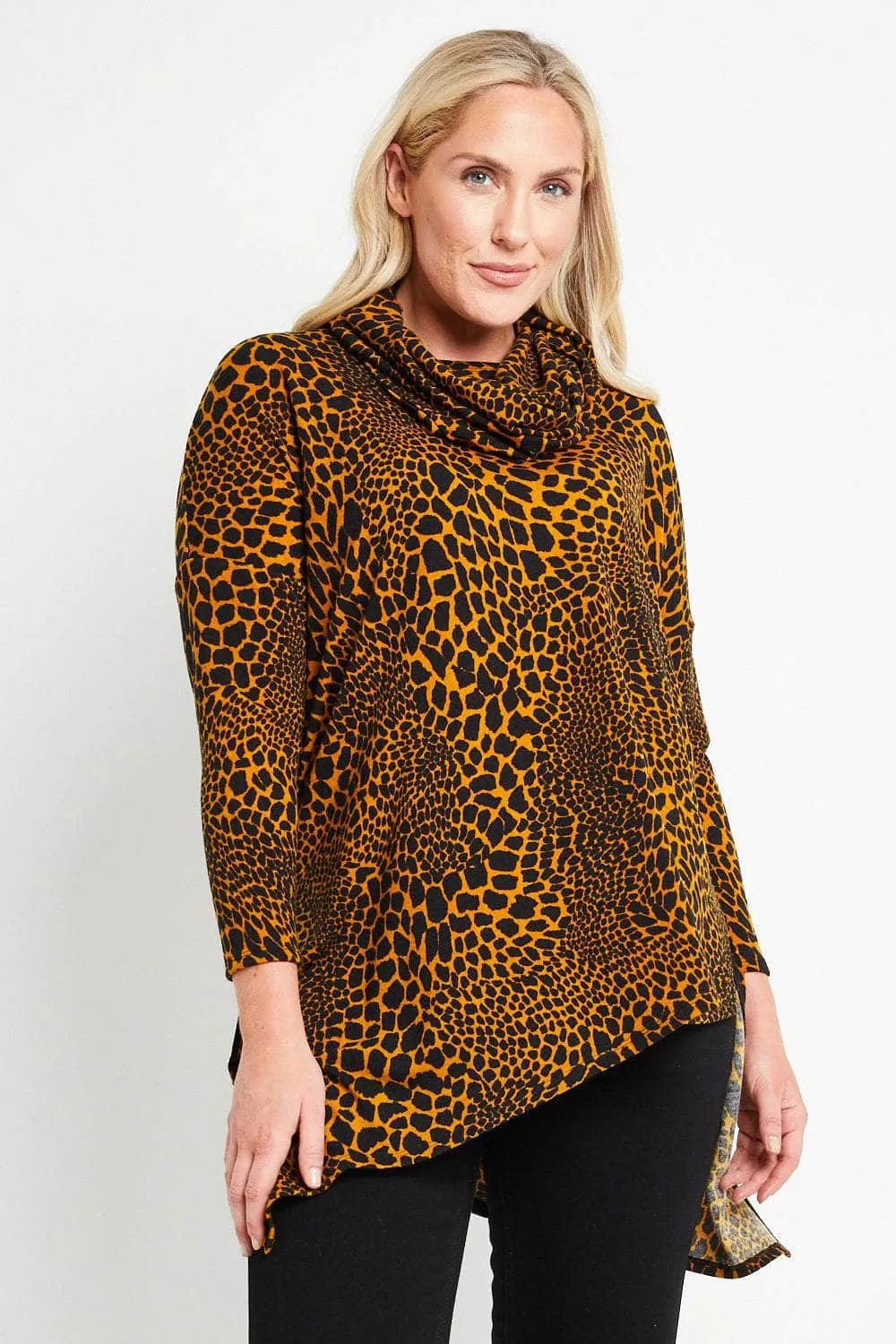 Saloos Animal Print Criss-Cross Hemline Top