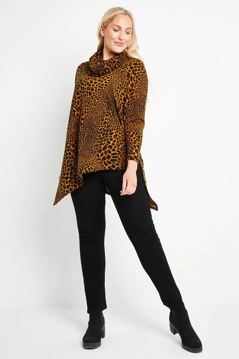 Saloos Animal Print Criss-Cross Hemline Top