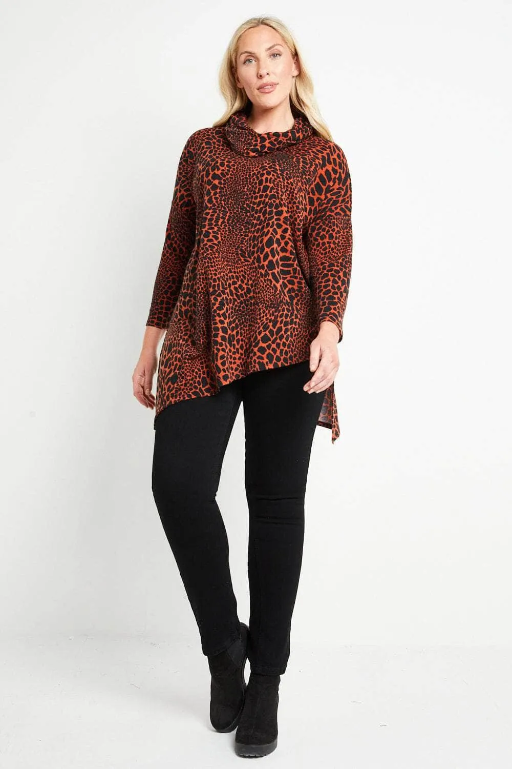 Saloos Animal Print Criss-Cross Hemline Top