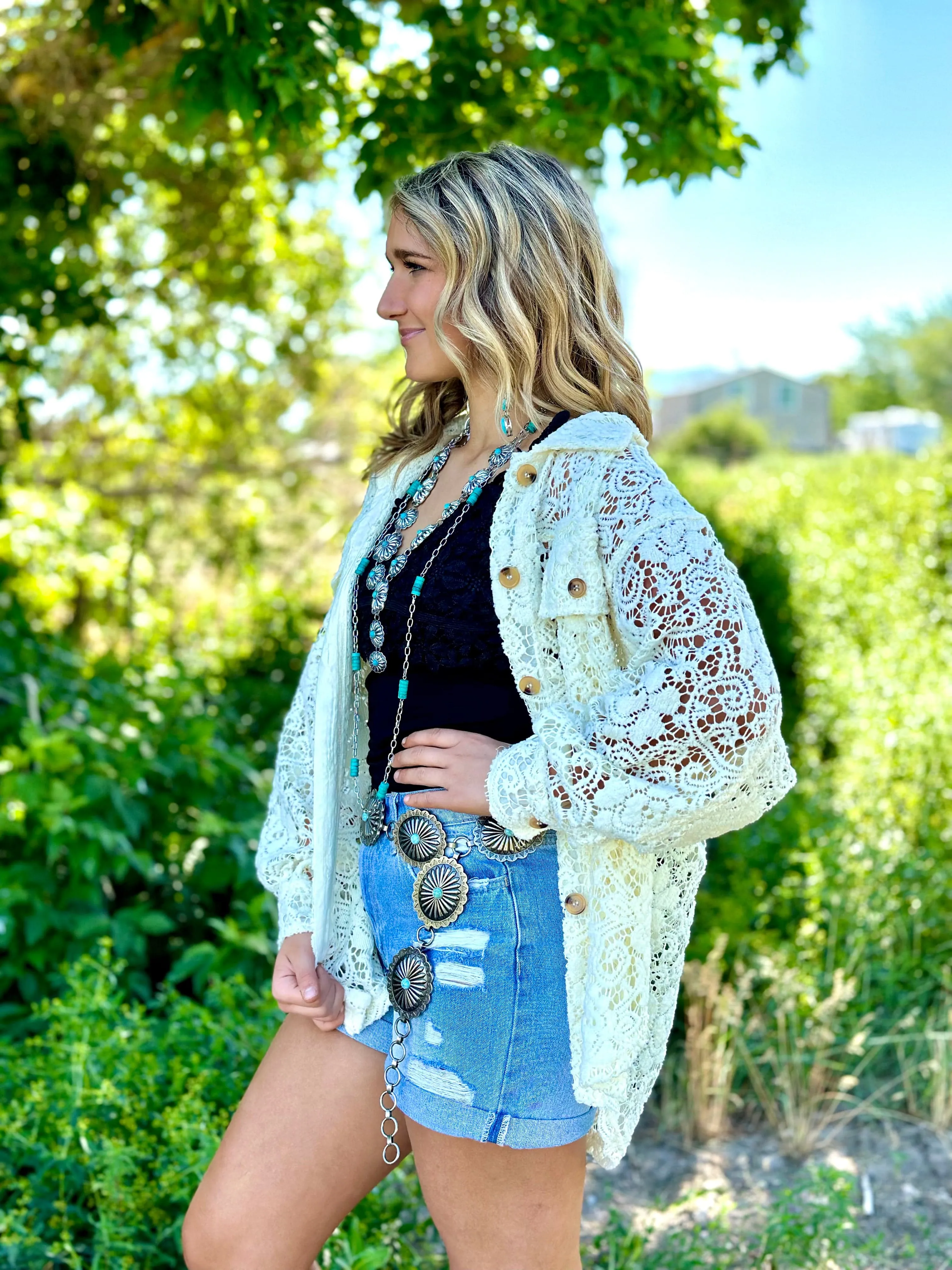 The El Reno Lace Button Up Top