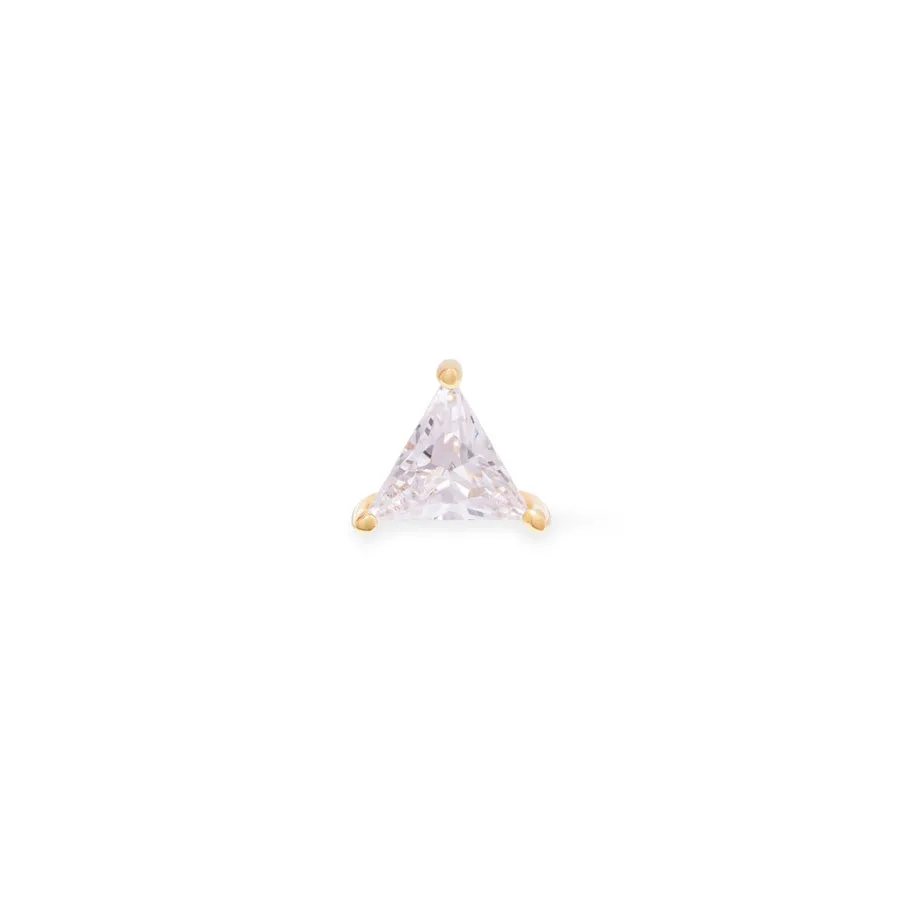 Triangle Diamante 14K Solid Gold Front Earring Stud