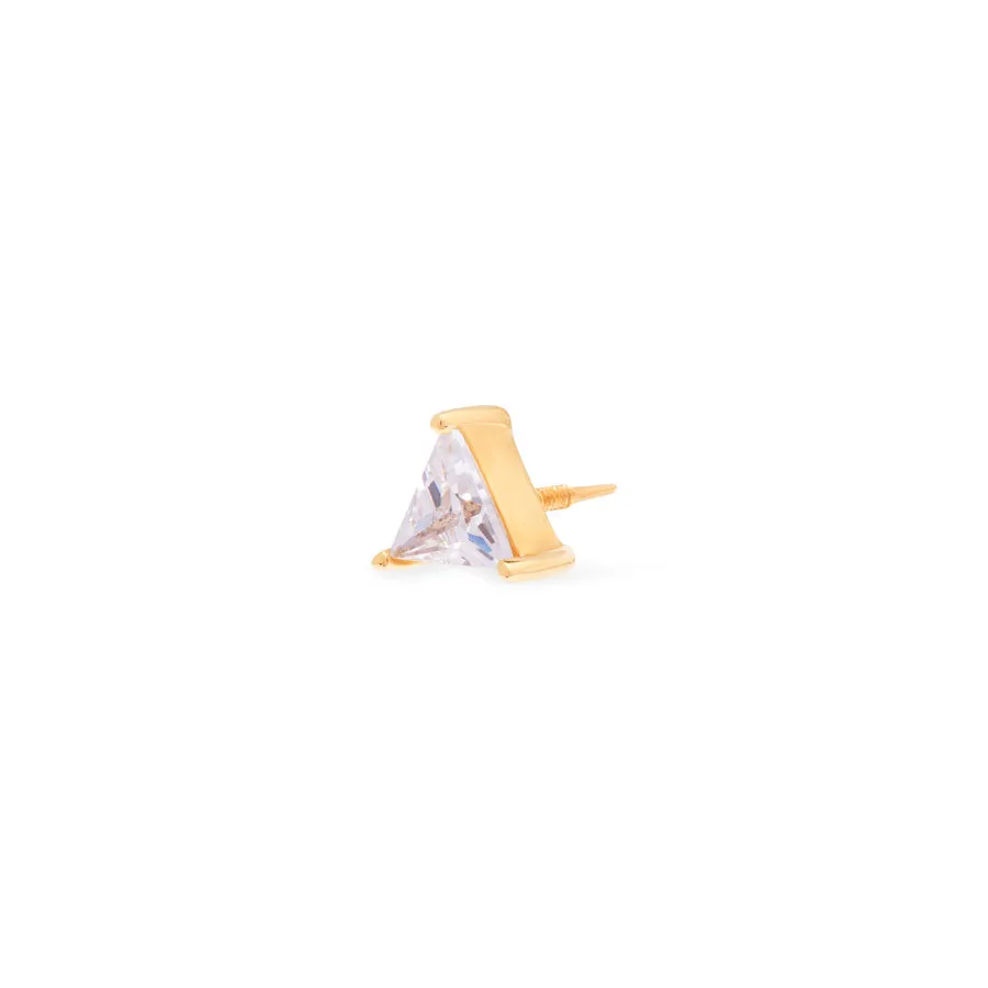 Triangle Diamante 14K Solid Gold Front Earring Stud