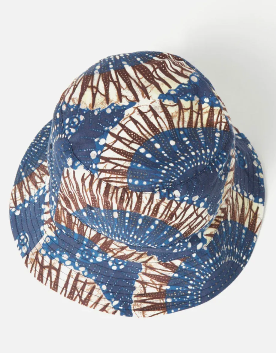 Universal Works Navy Hokkoh Print Bucket Hat