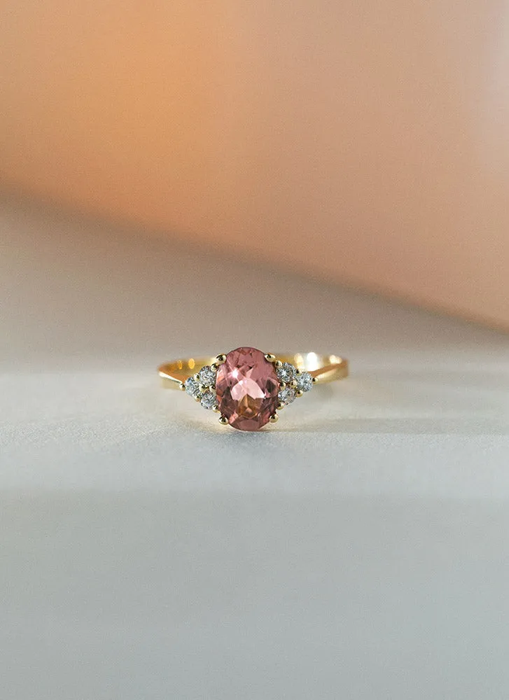 Valentina diamond tourmaline ring 14k gold