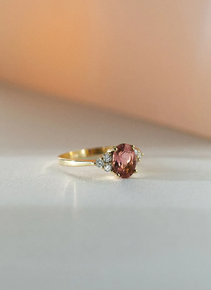 Valentina diamond tourmaline ring 14k gold