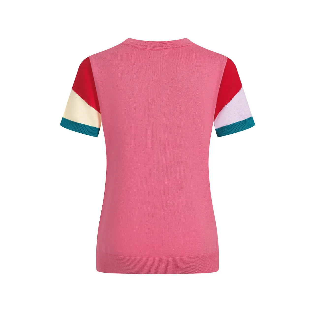 Women's Pink Knitted T-shirt With Geometric