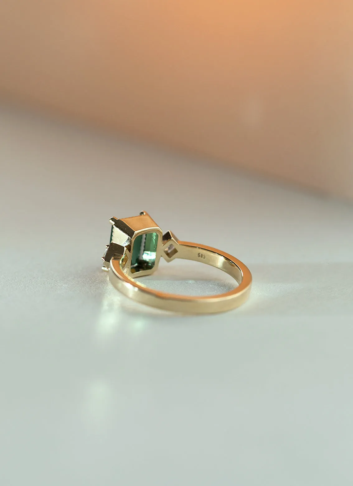 Ylva diamond tourmaline ring 14k gold